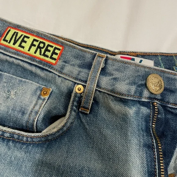 Aviator Nation hi rise rocker live free bolt jean shorts - vintage